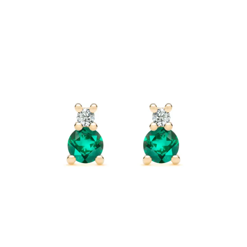 Personalized Greenwich Solitaire Birthstone & Diamond Earrings in 14k Gold sold by Haverhill