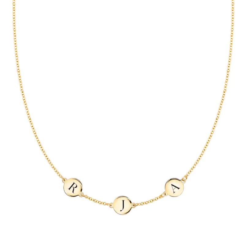 Personalized 3 Letter Necklace in 14k Gold (Single Spacing) sold by Haverhill