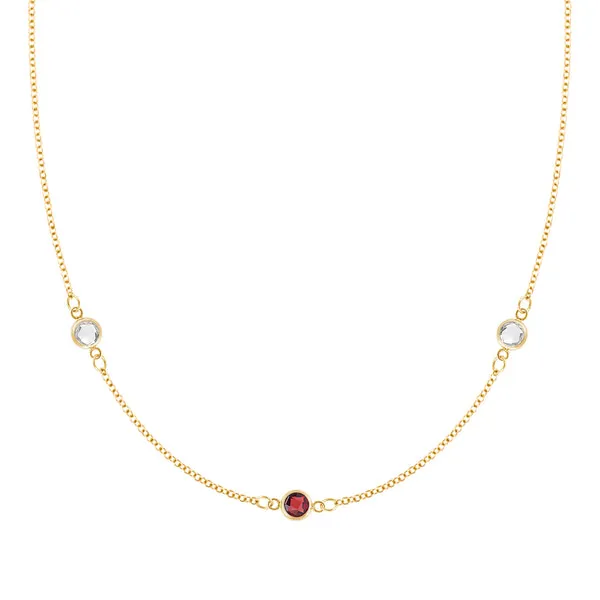 Personalized Classic 3 Birthstone Necklace in 14k Gold sold by Haverhill
