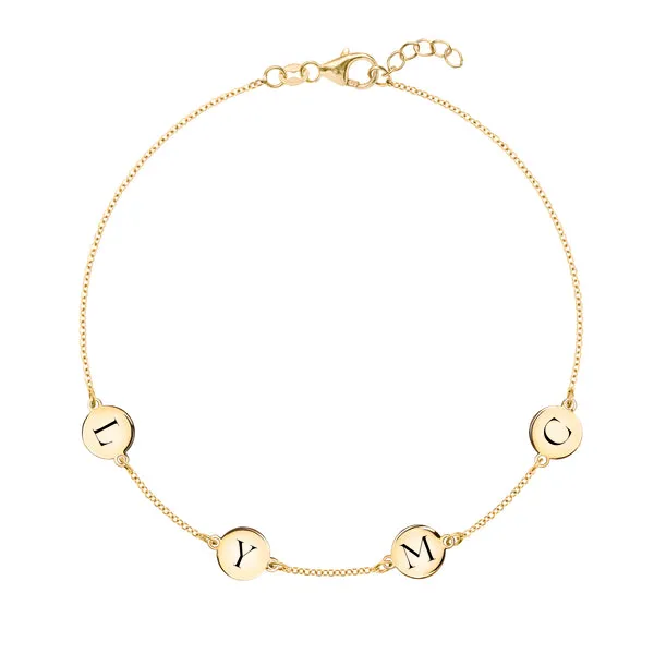 Personalized 4 Letter Bracelet in 14k Gold sold by Haverhill
