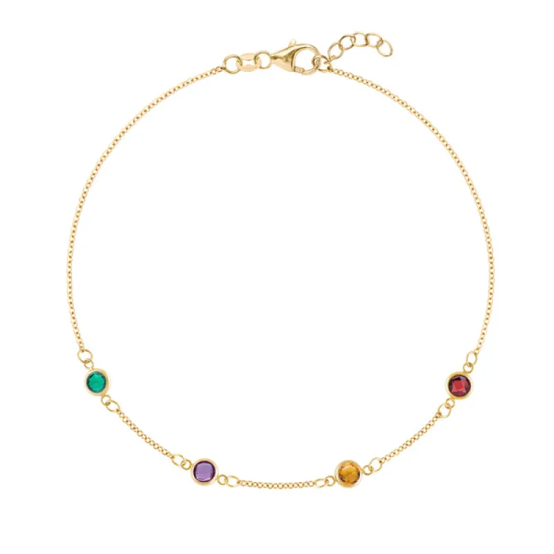 Personalized Classic 4 Birthstone Bracelet in 14k Gold sold by Haverhill