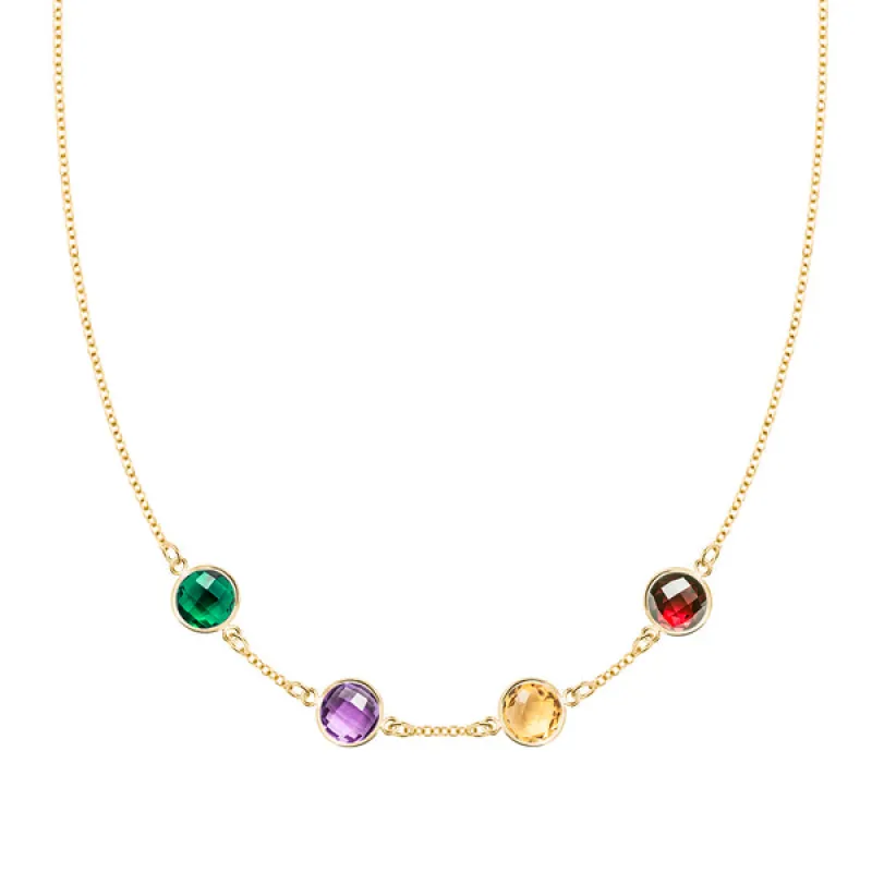 Personalized Grand 4 Birthstone Necklace in 14k Gold sold by Haverhill