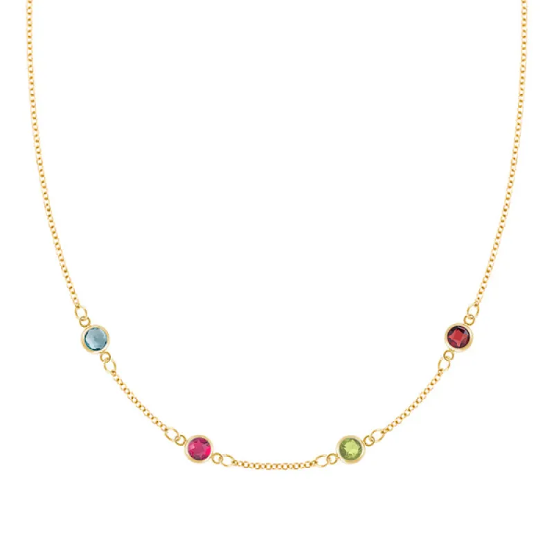 Personalized Classic 4 Birthstone Necklace in 14k Gold sold by Haverhill
