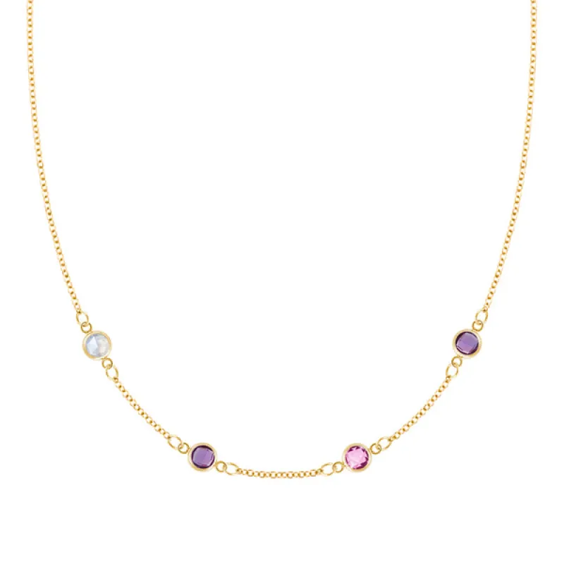 Personalized Classic 4 Birthstone Necklace in 14k Gold sold by Haverhill