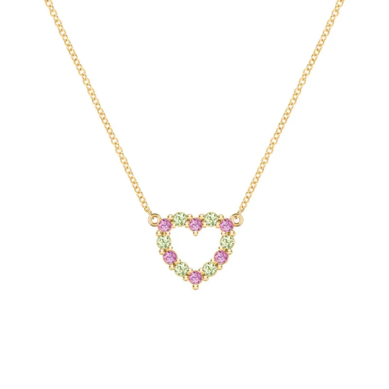 Personalized Rosecliff Small Heart Birthstone Necklace in 14k Gold sold by Haverhill