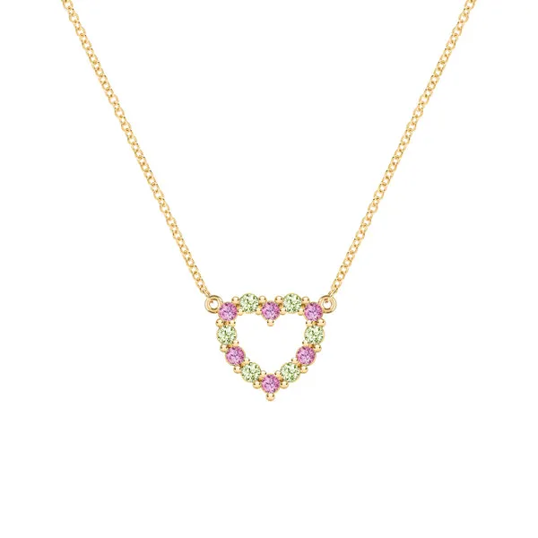Personalized Rosecliff Small Heart Birthstone Necklace in 14k Gold sold by Haverhill