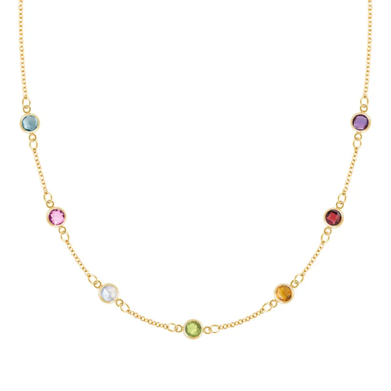 Personalized Classic 7 Birthstone Necklace in 14k Gold sold by Haverhill