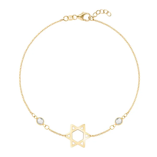 Personalized Classic Star of David & 2 Birthstone Bracelet in 14k Gold sold by Haverhill