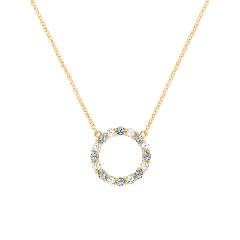 Personalized Rosecliff Circle Birthstone Necklace in 14k Gold sold by Haverhill