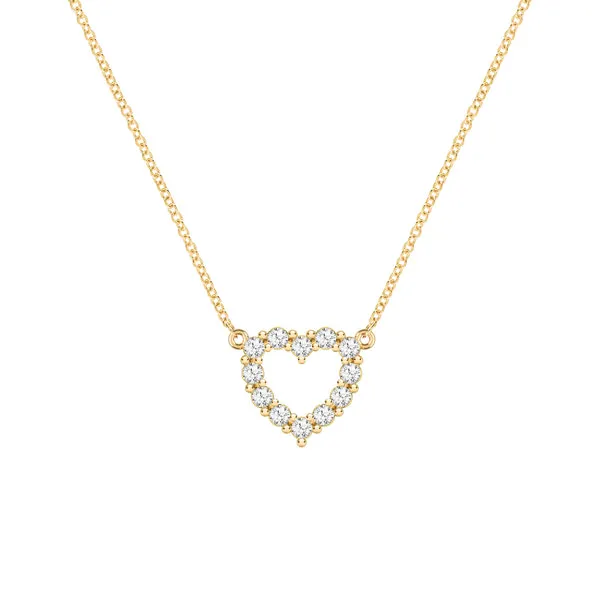 Personalized Rosecliff Small Heart Birthstone Necklace in 14k Gold sold by Haverhill