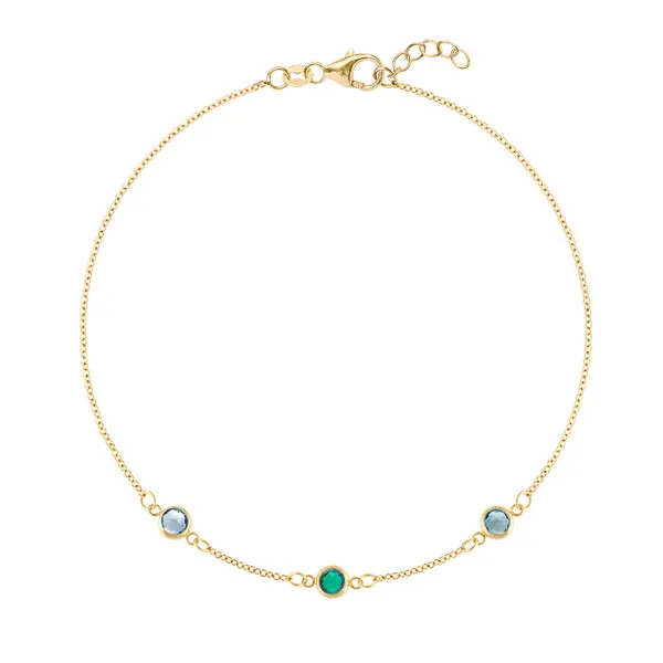 Personalized Classic 3 Birthstone Bracelet in 14k Gold sold by Haverhill