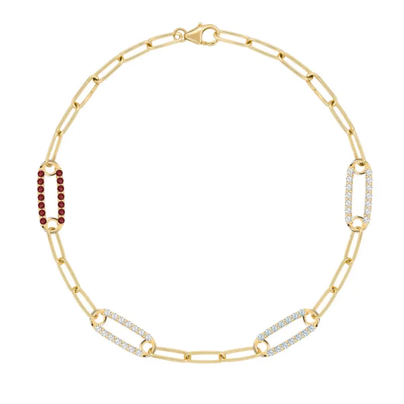 Personalized Adelaide 4 Pavé Birthstone Link Bracelet in 14k Gold sold by Haverhill