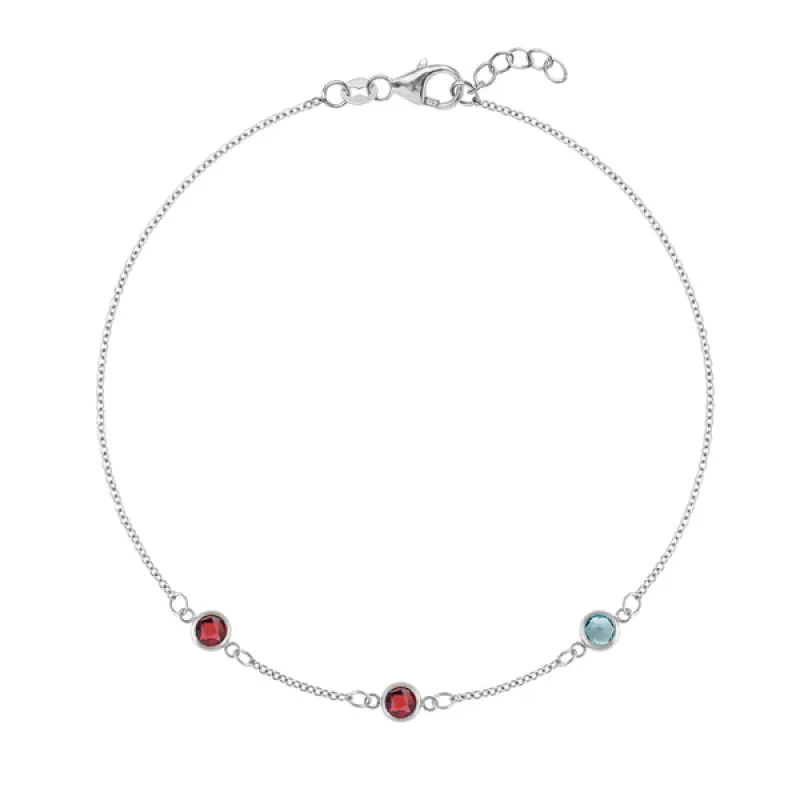 Personalized Classic 3 Birthstone Bracelet in 14k Gold sold by Haverhill