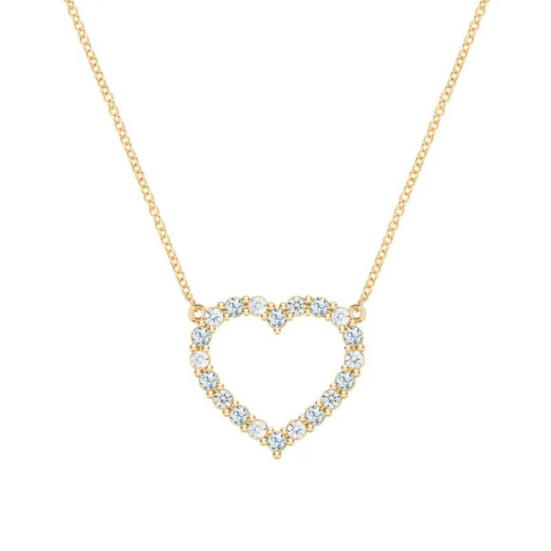 Personalized Rosecliff Heart Birthstone Necklace in 14k Gold sold by Haverhill