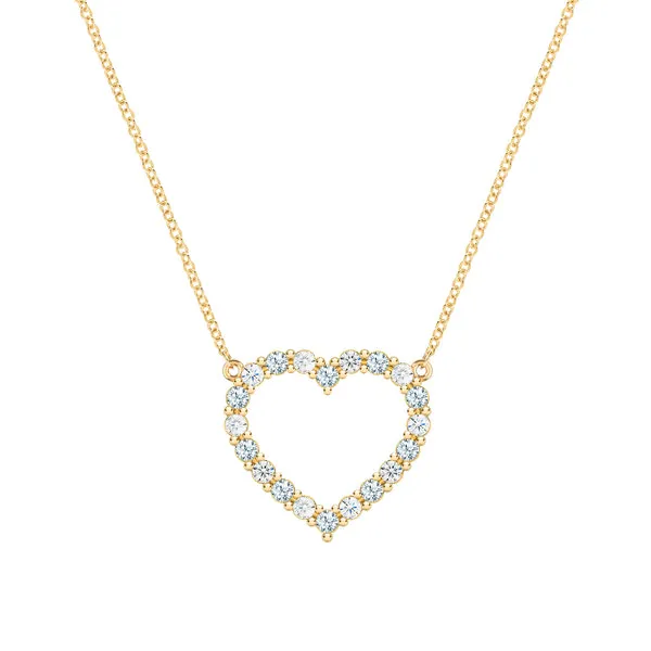Personalized Rosecliff Heart Birthstone Necklace in 14k Gold sold by Haverhill