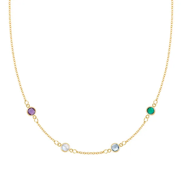 Personalized Classic 4 Birthstone Necklace in 14k Gold sold by Haverhill