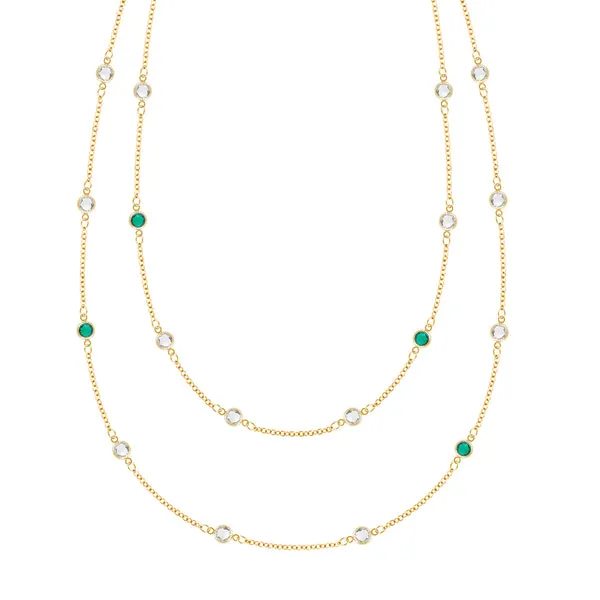 Personalized Bayberry Birthstone Long Necklace in 14k Gold sold by Haverhill