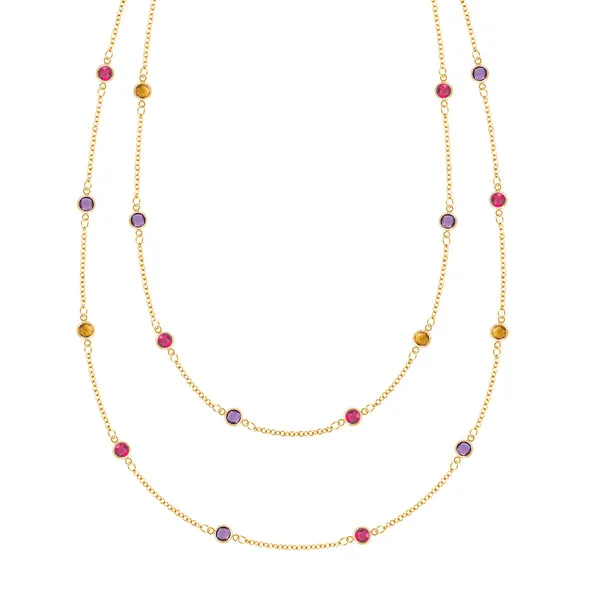 Personalized Bayberry Birthstone Long Necklace in 14k Gold sold by Haverhill