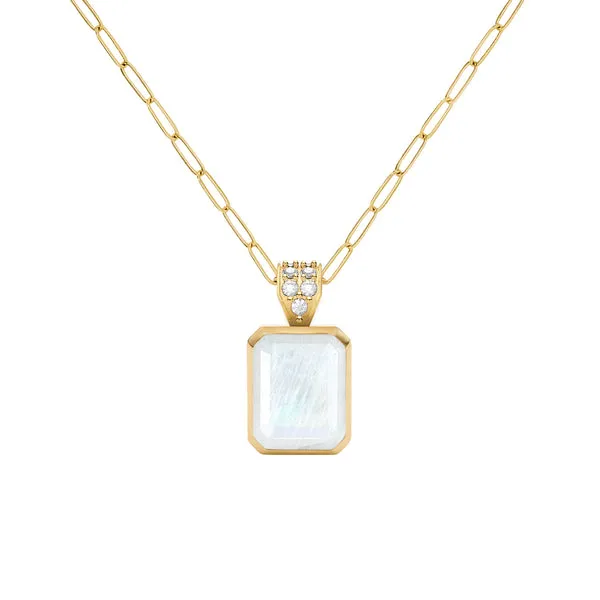 Warren Rainbow Moonstone Pendant with Diamond Bale in 14k Gold (June) sold by Haverhill