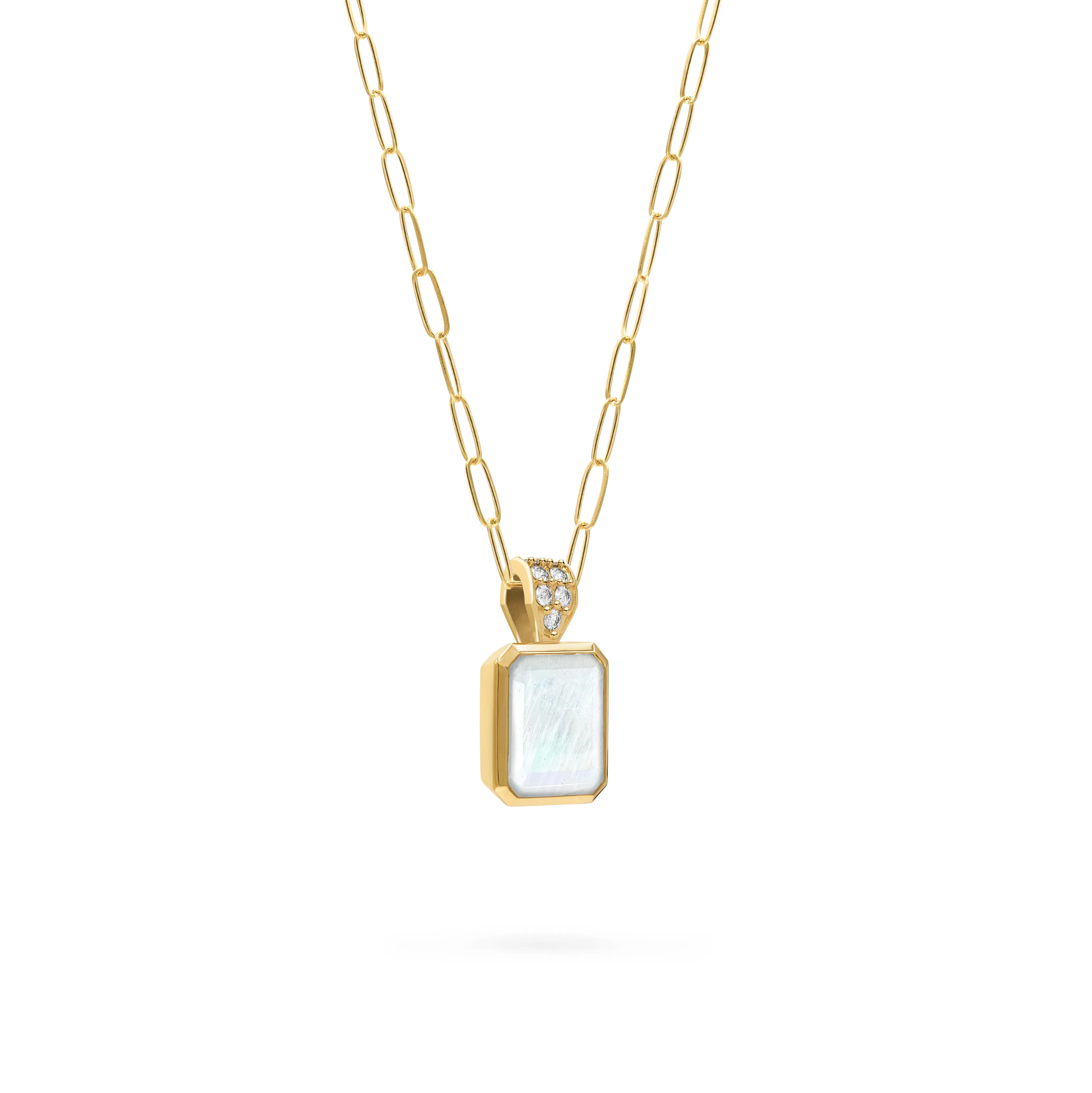 Warren Rainbow Moonstone Pendant with Diamond Bale in 14k Gold (June) sold by Haverhill product image thumbnail 4