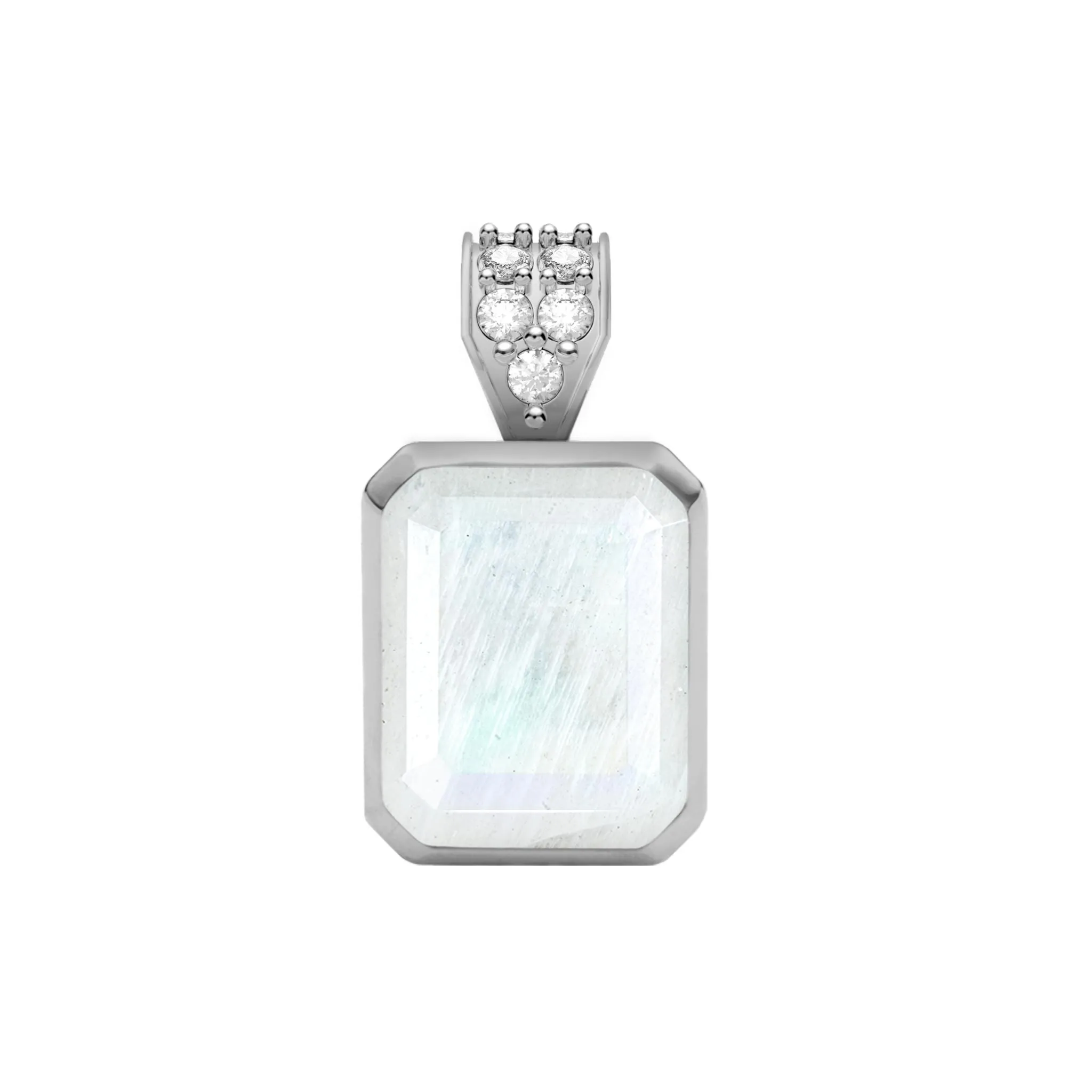 Warren Rainbow Moonstone Pendant with Diamond Bale in 14k Gold (June) sold by Haverhill product image thumbnail 5