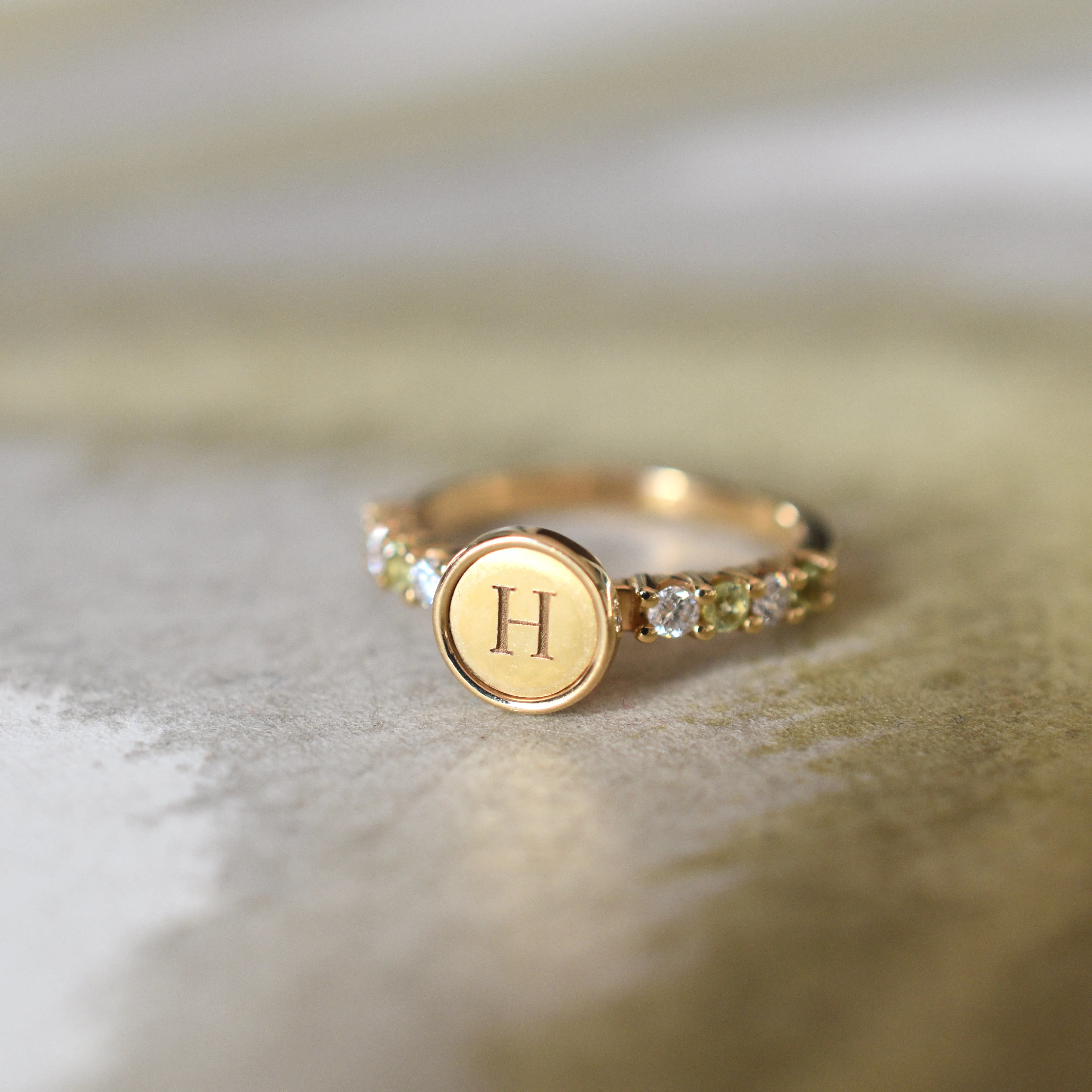 Personalized Rosecliff Letter Ring in 14k Gold sold by Haverhill product image thumbnail 3