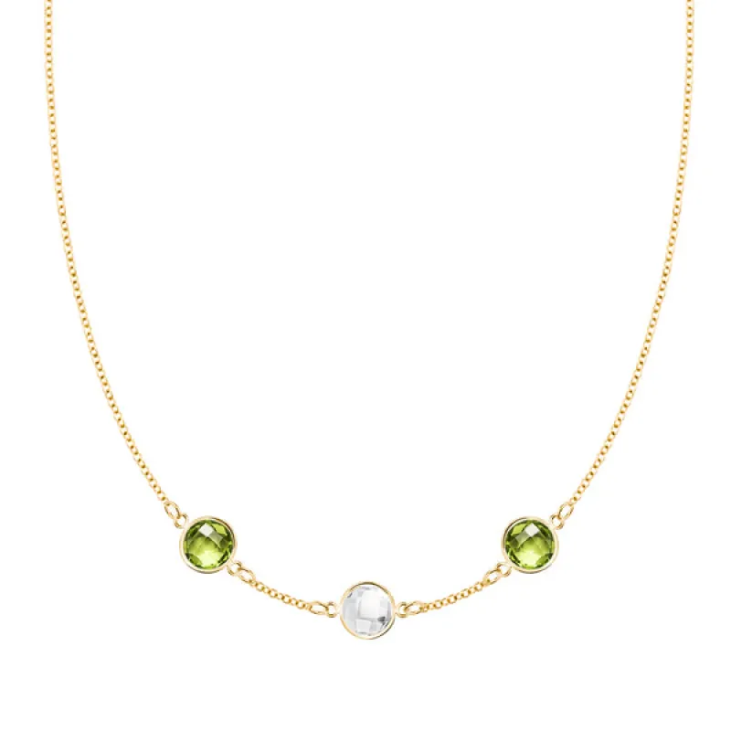 Personalized Grand 3 Birthstone Necklace in 14k Gold sold by Haverhill