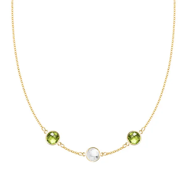Personalized Grand 3 Birthstone Necklace in 14k Gold sold by Haverhill