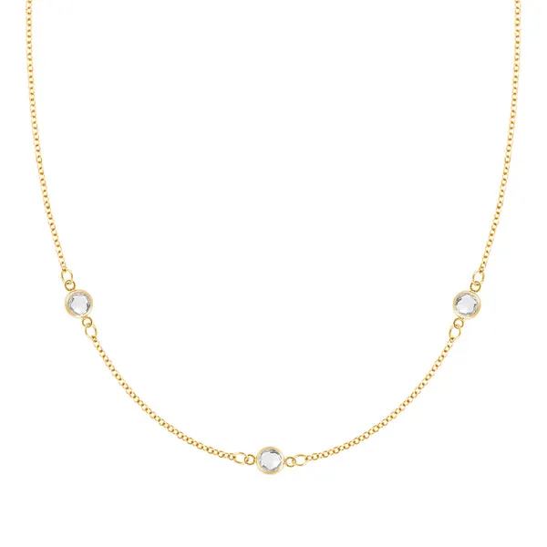 Personalized Classic 3 Birthstone Necklace in 14k Gold sold by Haverhill