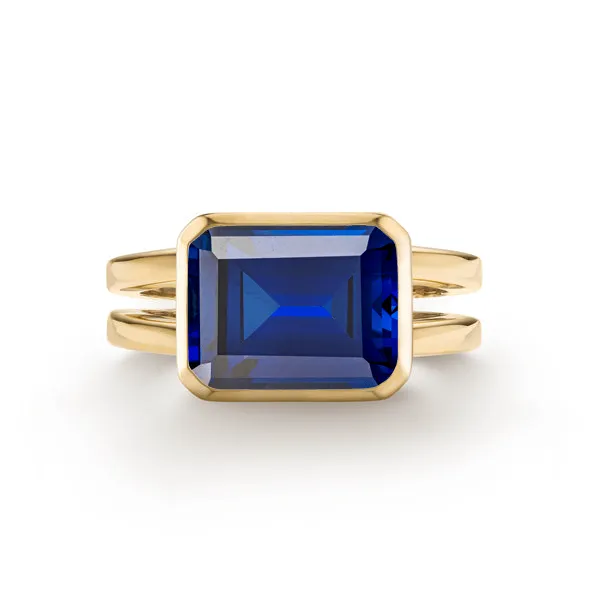 Personalized Warren Horizontal Birthstone Ring in 14k Gold sold by Haverhill