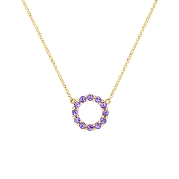 Personalized Rosecliff Small Circle Birthstone Necklace in 14k Gold sold by Haverhill