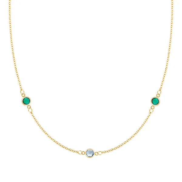 Personalized Classic 3 Birthstone Necklace in 14k Gold sold by Haverhill