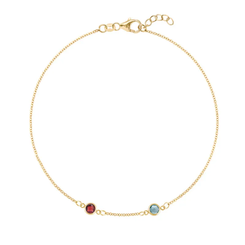 Personalized Classic 2 Birthstone Bracelet in 14k Gold sold by Haverhill