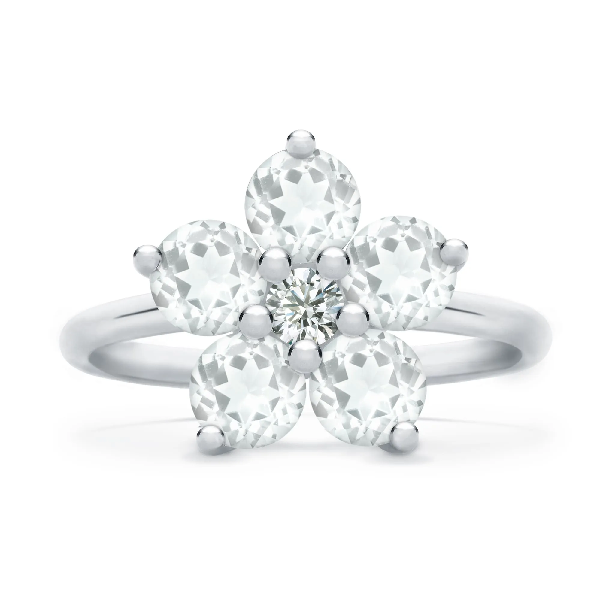 Personalized Greenwich Flower Birthstone & Diamond Ring in 14k Gold sold by Haverhill product image thumbnail 5