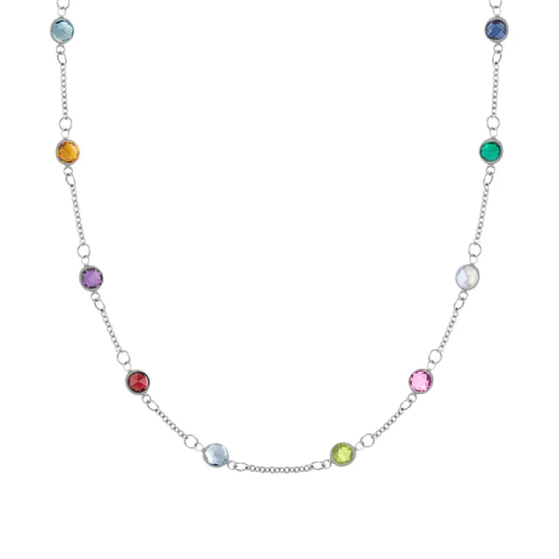 Personalized Classic 10 Birthstone Necklace in 14k Gold sold by Haverhill