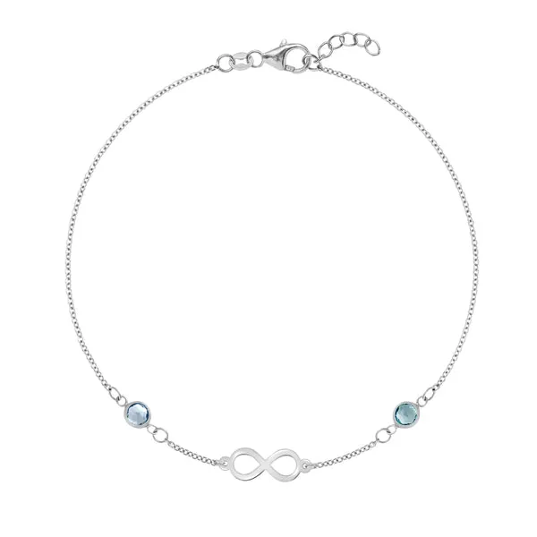 Personalized Classic Infinity & 2 Birthstone Bracelet in 14k Gold sold by Haverhill