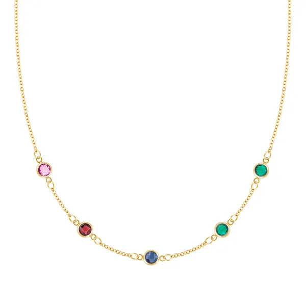 Personalized Classic 5 Birthstone Necklace in 14k Gold sold by Haverhill