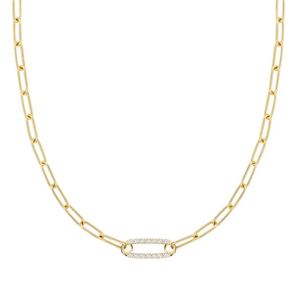 Personalized Adelaide 1 Pavé Birthstone Link Necklace in 14k Gold sold by Haverhill