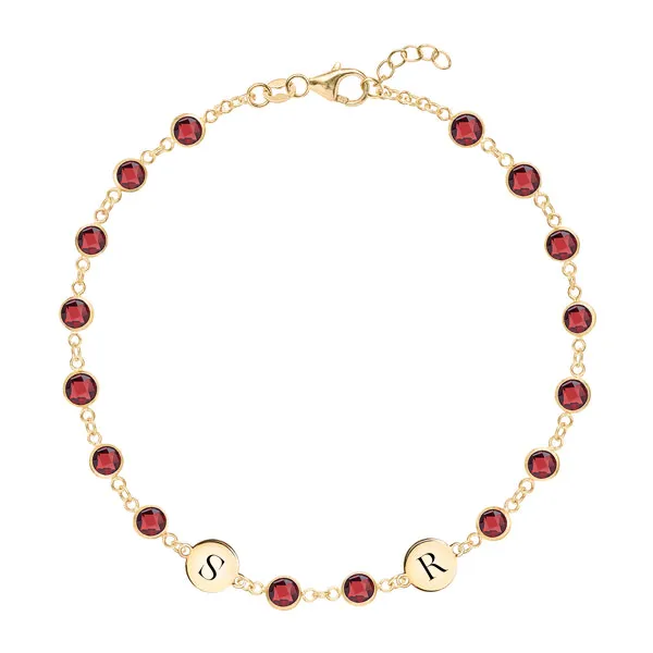 Personalized Newport 2 Letter Birthstone Bracelet in 14k Gold sold by Haverhill
