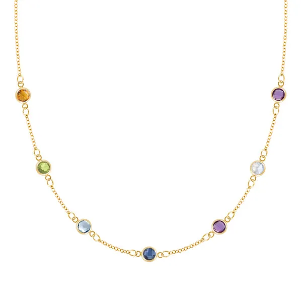 Personalized Classic 7 Birthstone Necklace in 14k Gold sold by Haverhill