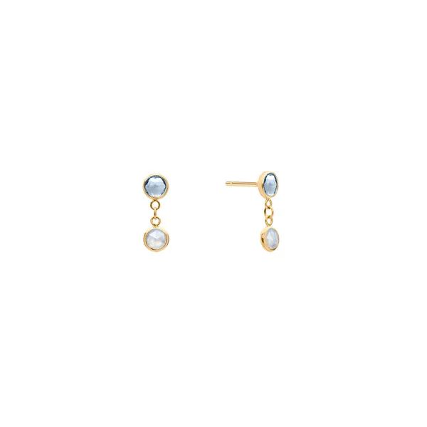 Personalized Classic 2 Birthstone Earrings in 14k Gold sold by Haverhill