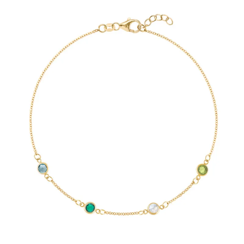 Personalized Classic 4 Birthstone Bracelet in 14k Gold sold by Haverhill