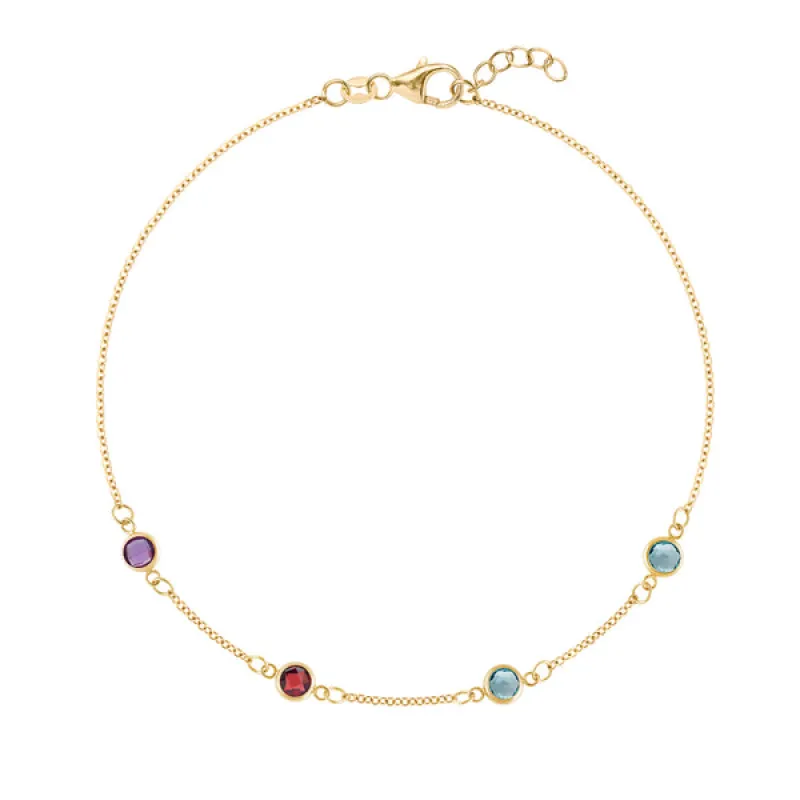 Personalized Classic 4 Birthstone Bracelet in 14k Gold sold by Haverhill