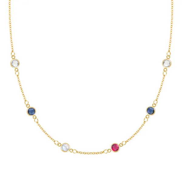 Personalized Classic 6 Birthstone Necklace in 14k Gold sold by Haverhill