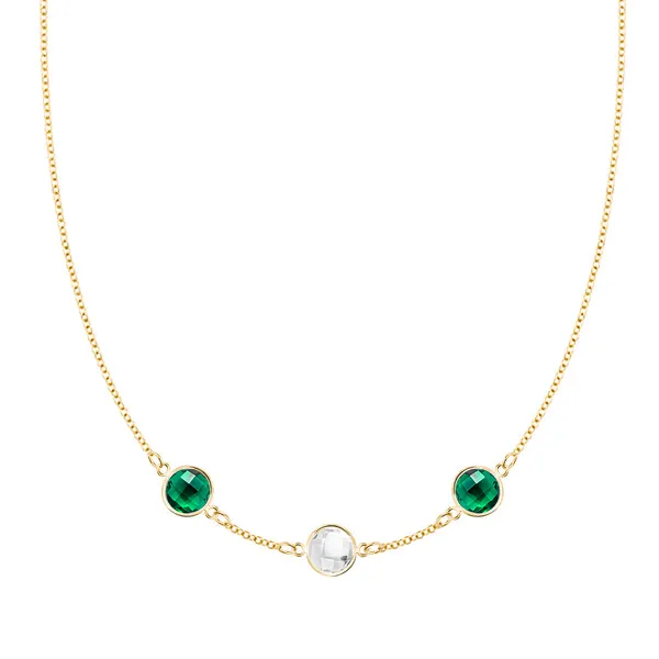 Personalized Grand 3 Birthstone Necklace in 14k Gold sold by Haverhill