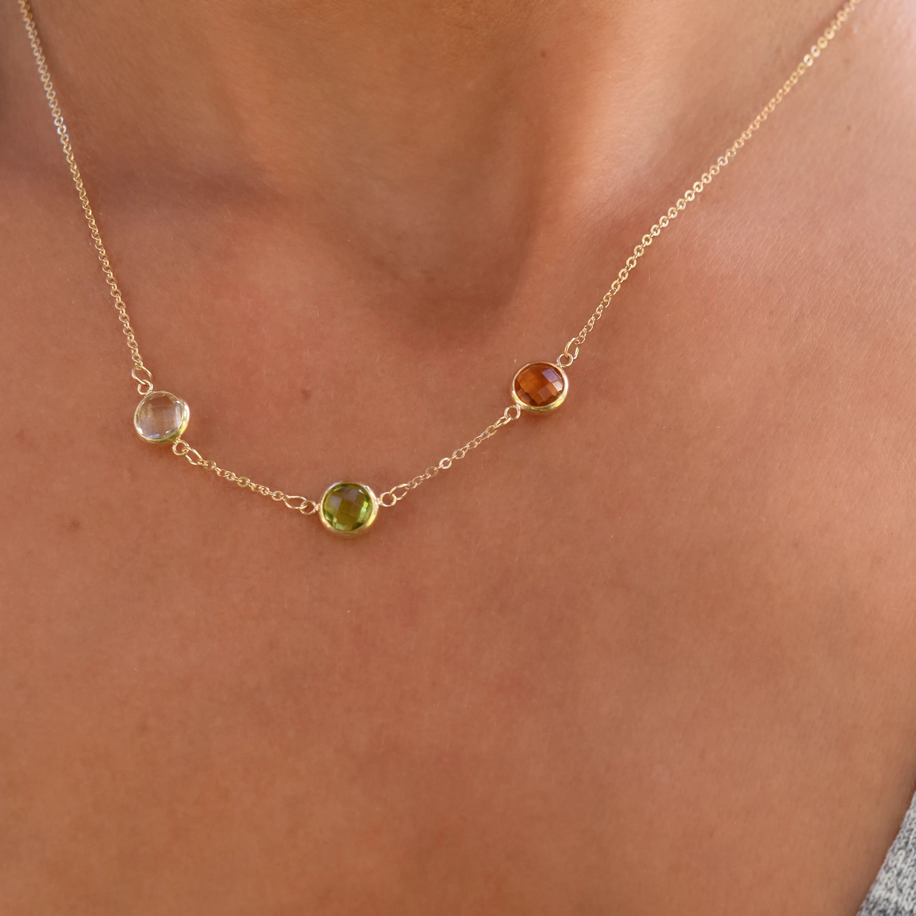 Personalized Grand 3 Birthstone Necklace in 14k Gold sold by Haverhill product image thumbnail 3