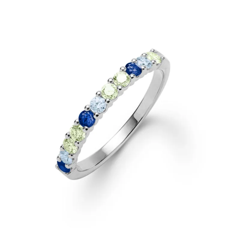 Personalized Rosecliff Birthstone Stackable Ring in 14k Gold sold by Haverhill