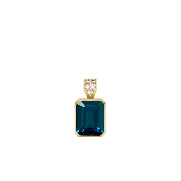 Personalized Warren Birthstone Pendant with Diamond Bale in 14k Gold sold by Haverhill