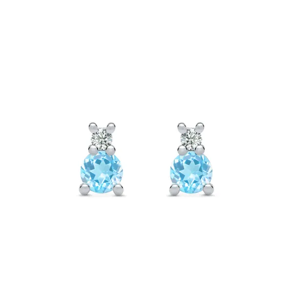 Personalized Greenwich Solitaire Birthstone & Diamond Earrings in 14k Gold sold by Haverhill