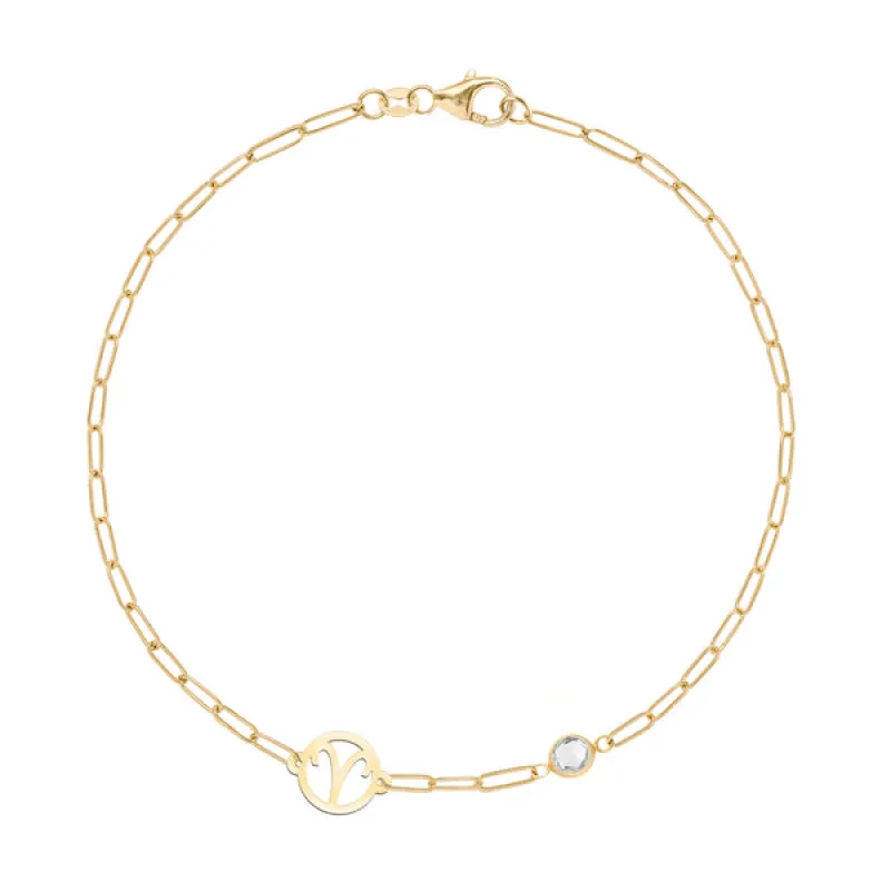Personalized Zodiac & Birthstone Adelaide Mini Bracelet in 14k Gold sold by Haverhill